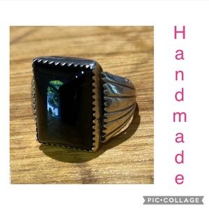 Gorgeous black onyx set in sterling silver hallmark stamped hand crafted…